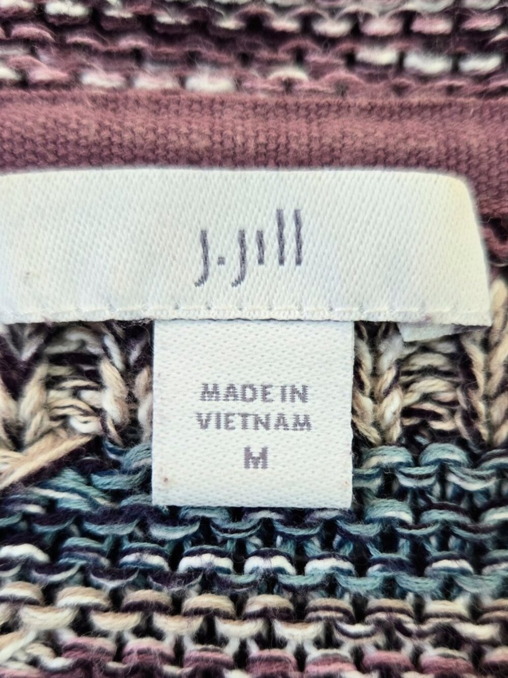 J. Jill Purple Marled Knit Stripe Drop Shoulder Sweater Oversized Boxy Boho - Picture 7 of 8